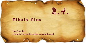Mikola Alex névjegykártya